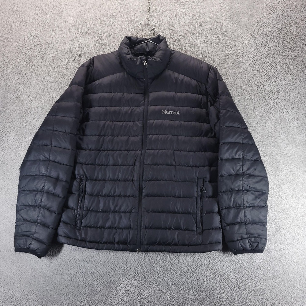 Marmot Jacket Mens L Black 700 Fill Down Puffer Lightweight Full Zip Outdoor
